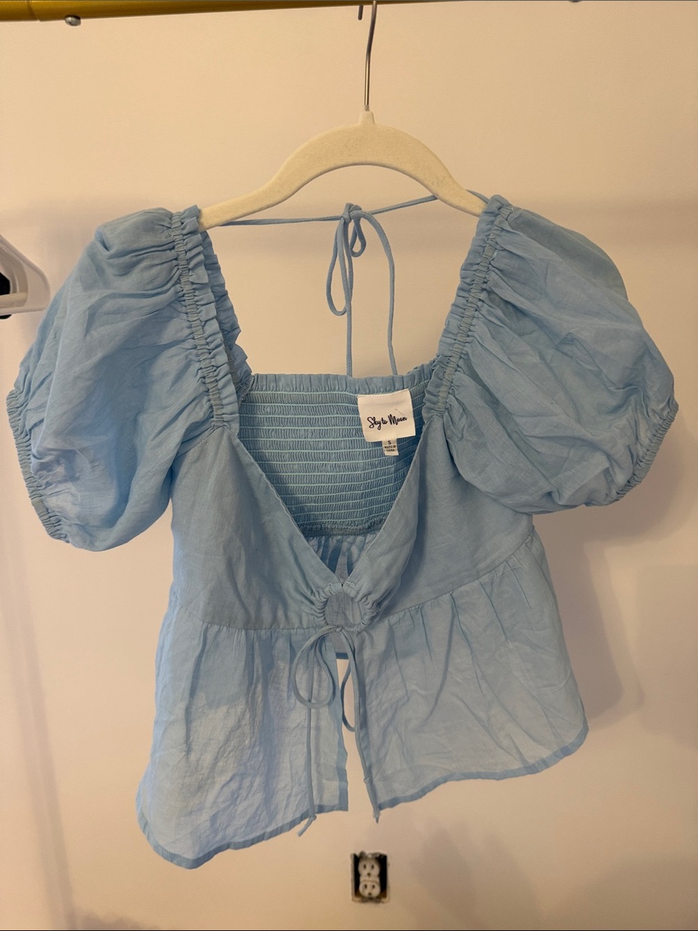 Sky to Moon blue linen top